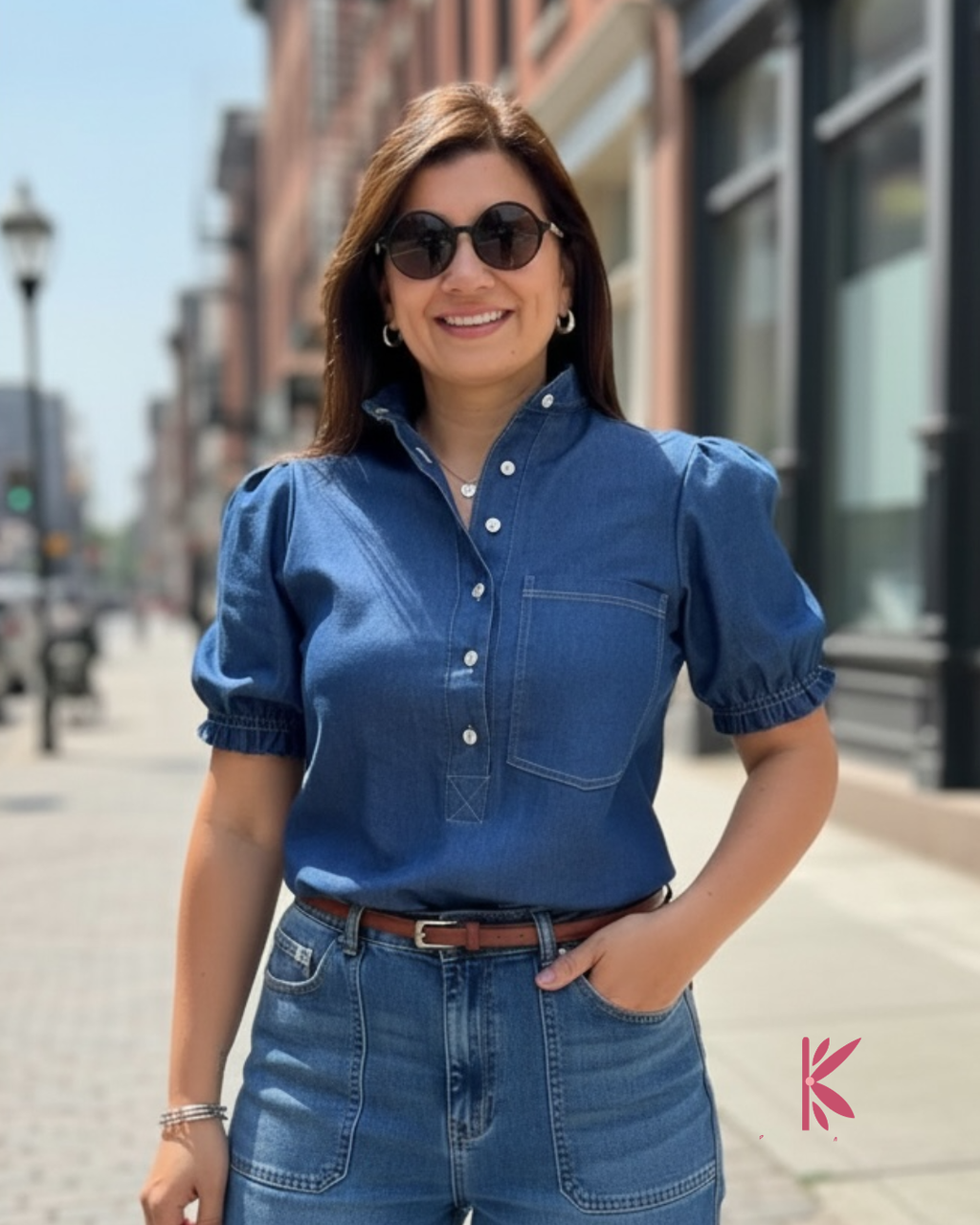 Blusa Manga Corta Denim Abril