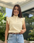 Blusa manga corta con arandelas popelina licrada Cintia