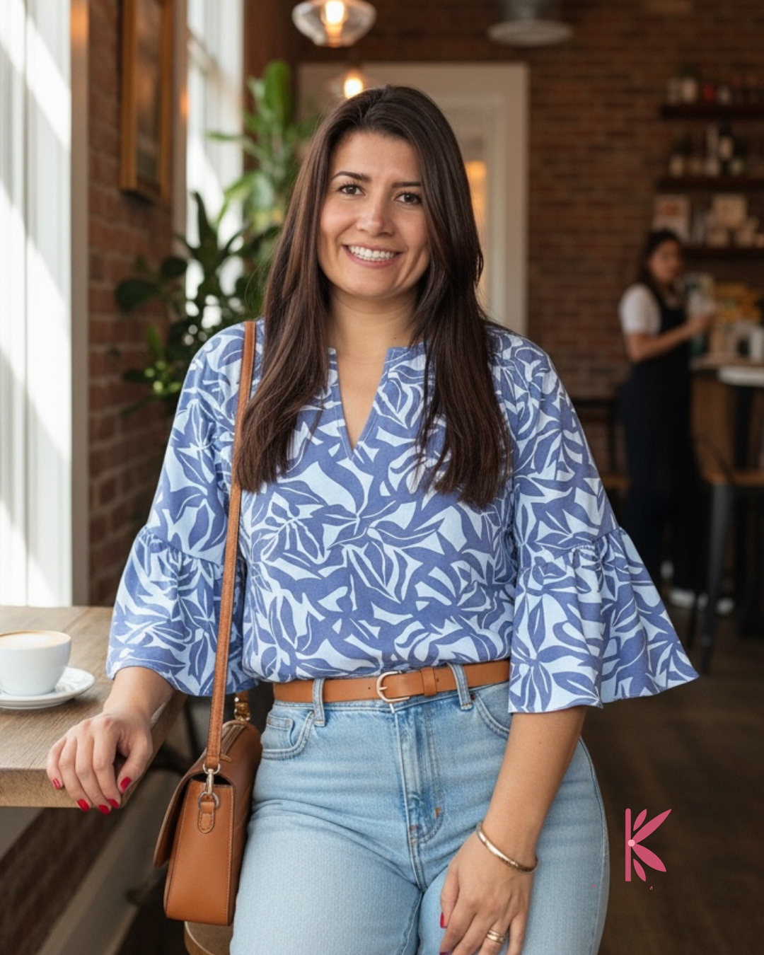 Blusa manga larga lino con boleros en puños Jade