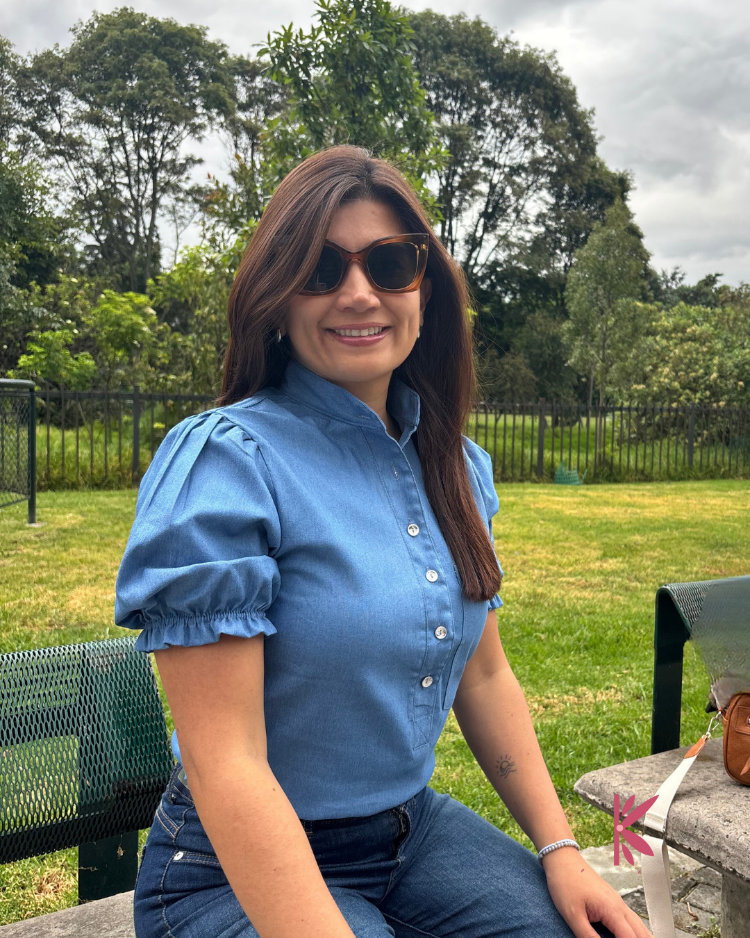 Blusa Manga Corta Denim Abril