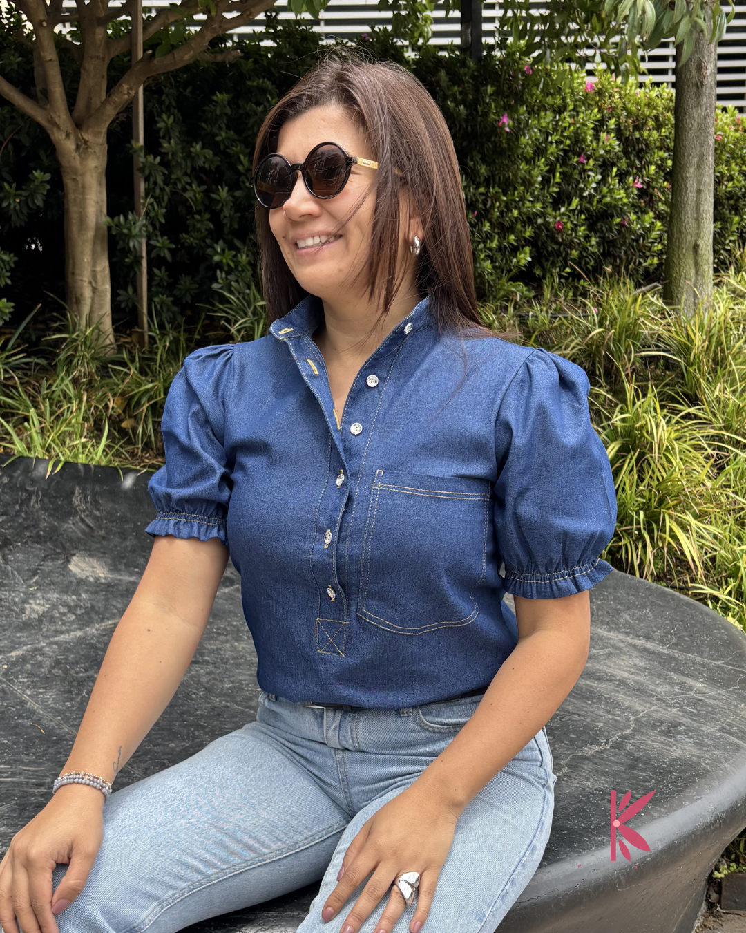 Blusa Manga Corta Denim Abril