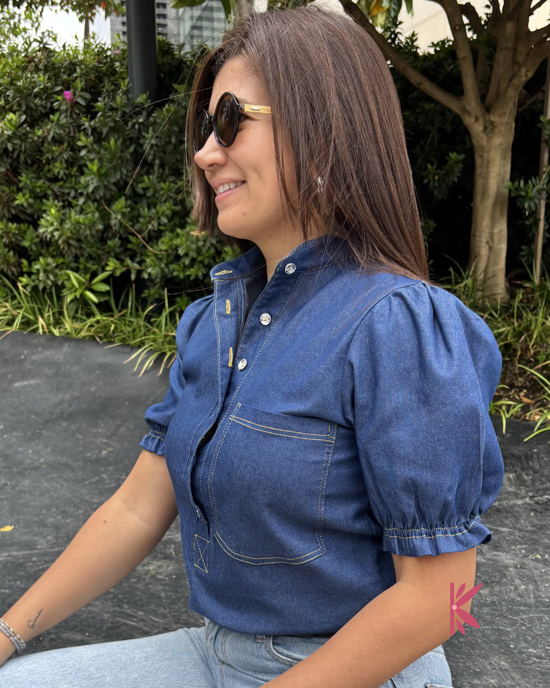 Blusa Manga Corta Denim Abril