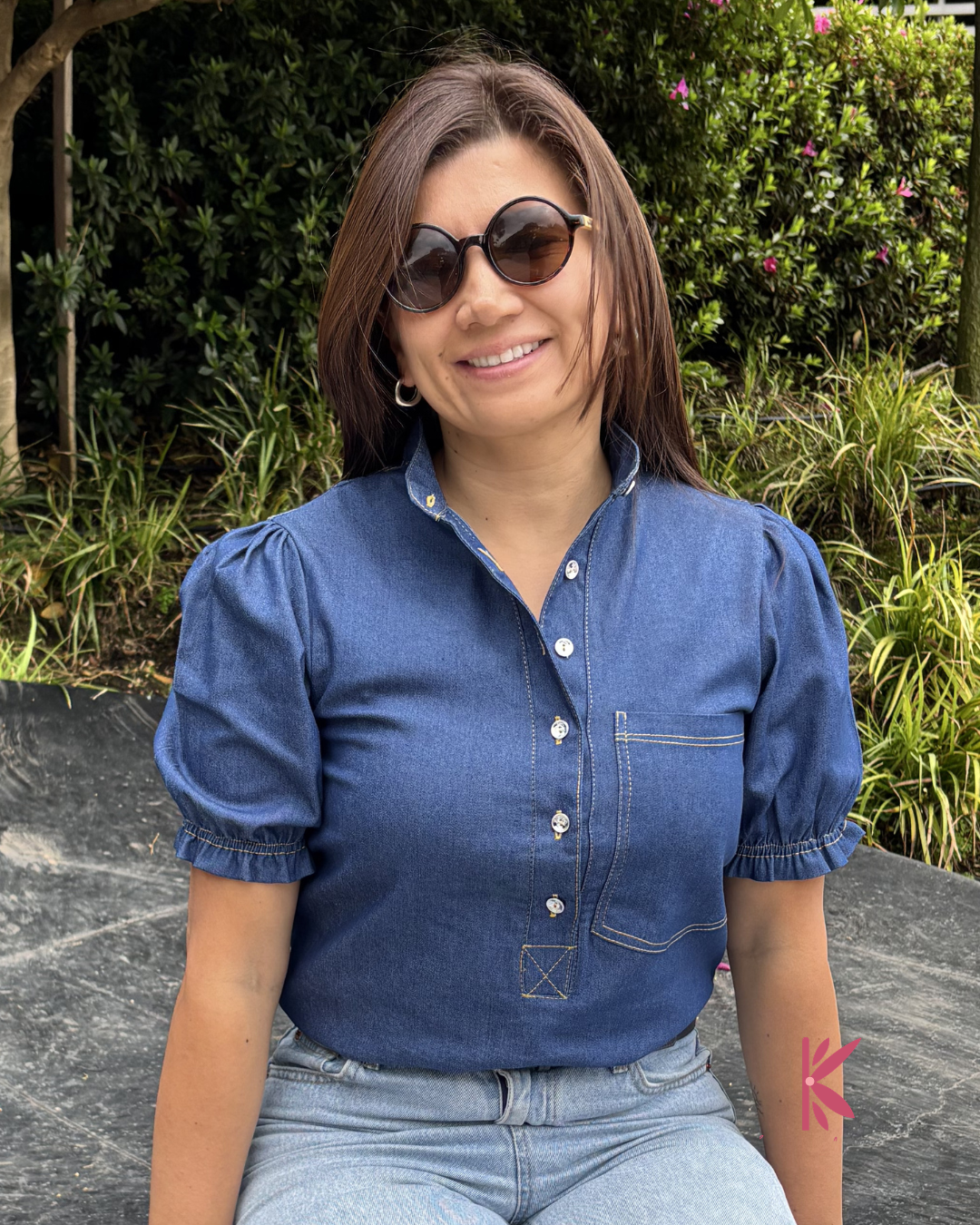 Blusa Manga Corta Denim Abril