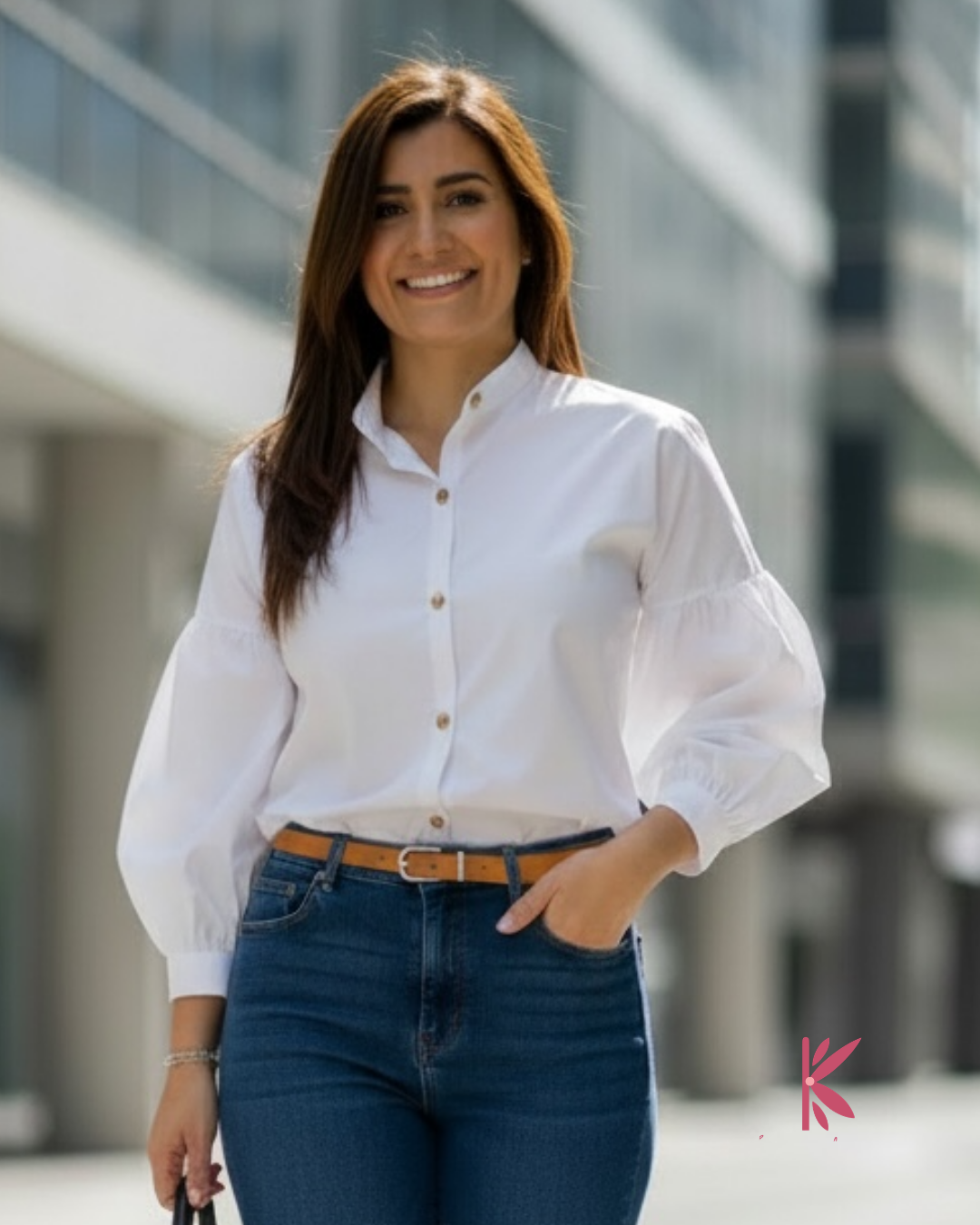 Blusa Manga Larga Globo Popelina