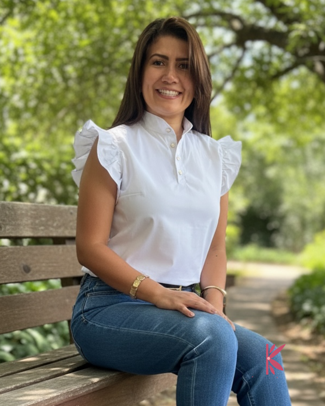 Blusa manga corta con arandelas popelina licrada Cintia
