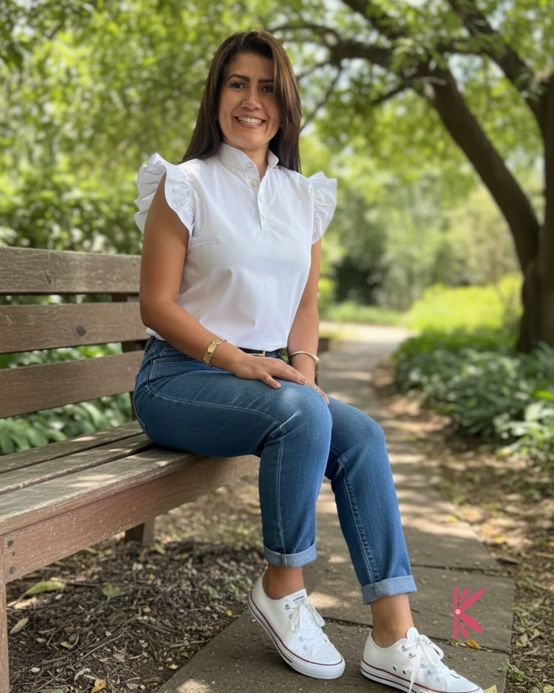 Blusa manga corta con arandelas popelina licrada Cintia