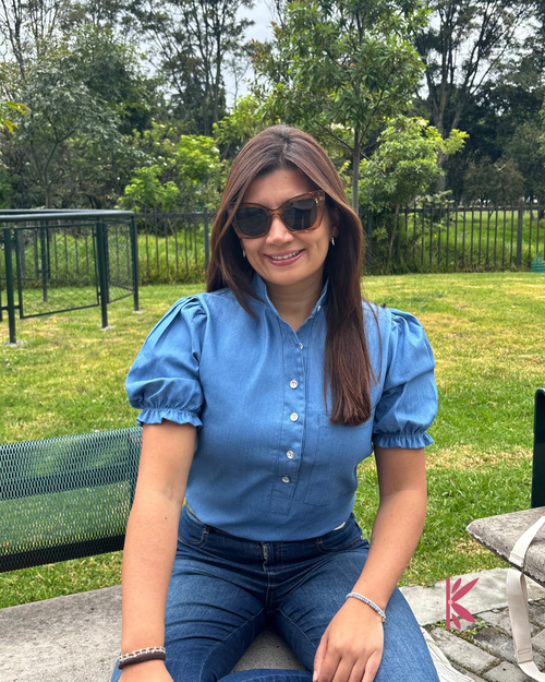 Blusa Manga Corta Denim Abril