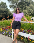 Blusa manga corta sisa con boleros popelina licrada Paulina