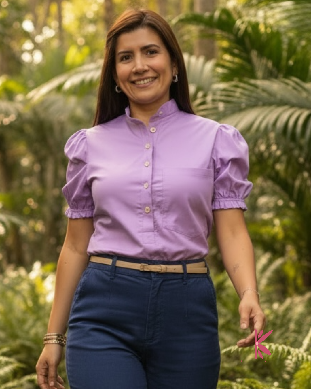 Blusa manga corta popelina licrada Lola