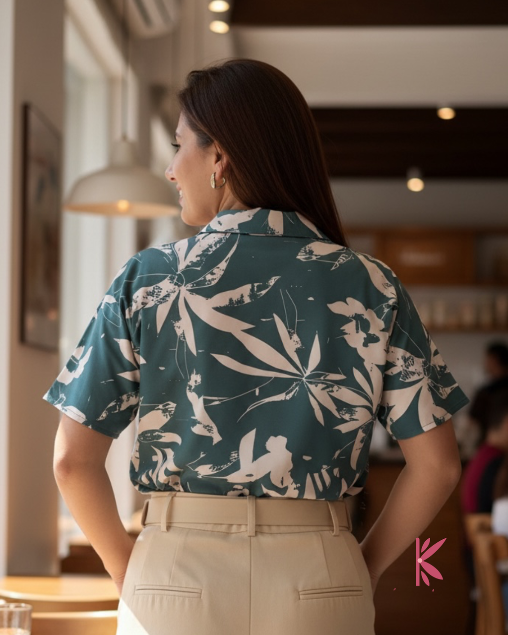 Blusa Manga Corta Chalis Estampada - Mia