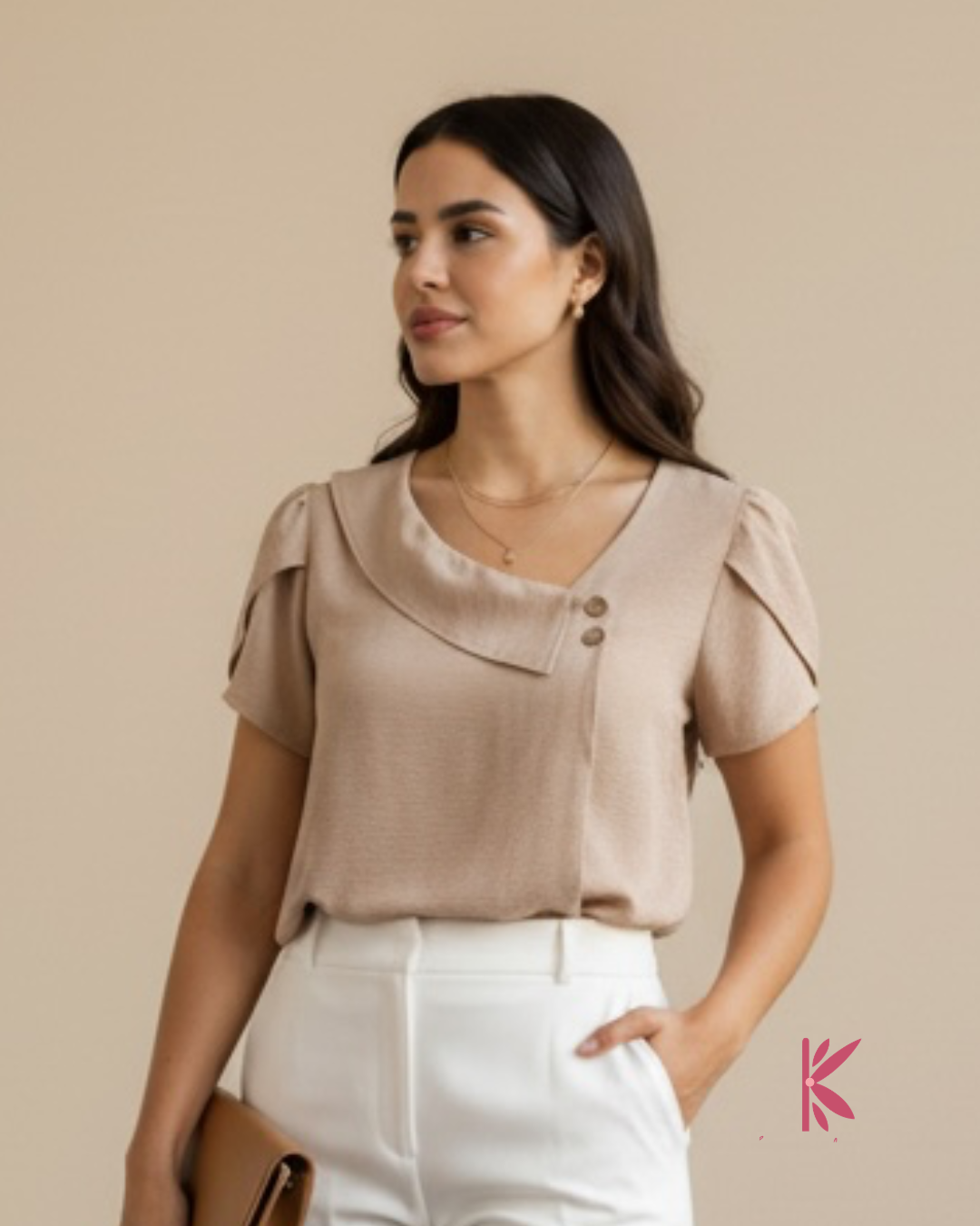 Blusa manga corta unicolor Lirio
