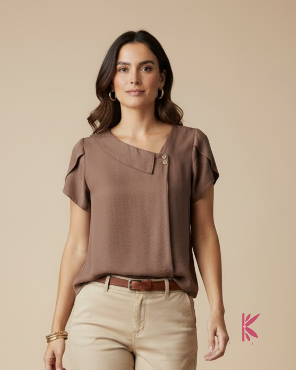 Blusa manga corta unicolor Lirio