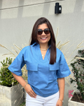 Blusa manga corta denim Elena