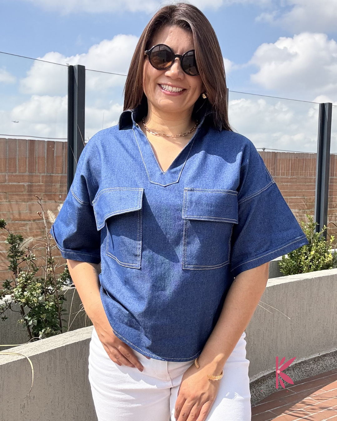 Blusa Manga Corta Denim Elena