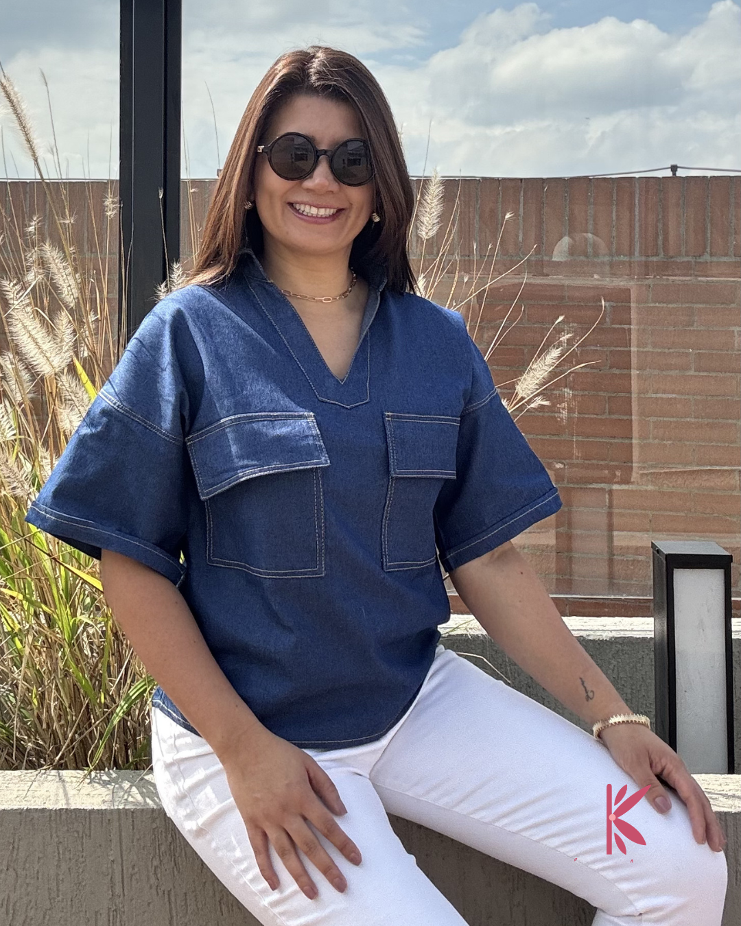 Blusa Manga Corta Denim Elena