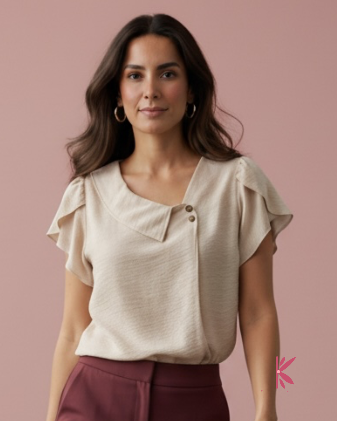 Blusa manga corta unicolor Lirio