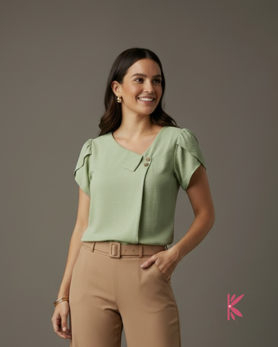 Blusa manga corta unicolor Lirio
